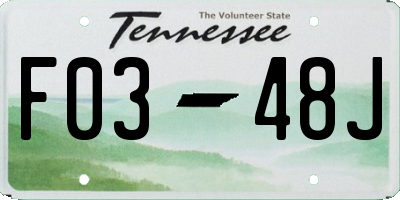 TN license plate F0348J