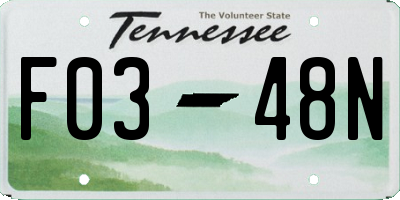 TN license plate F0348N