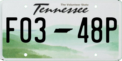 TN license plate F0348P