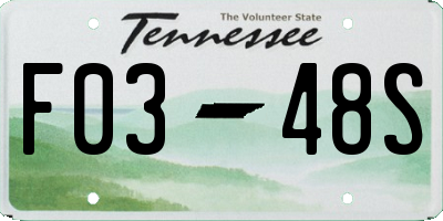 TN license plate F0348S