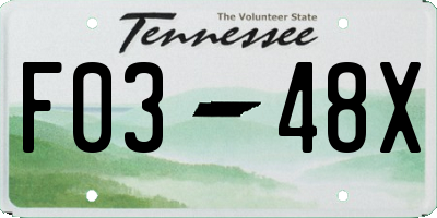 TN license plate F0348X