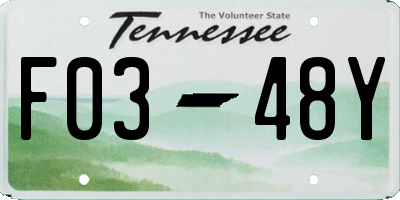 TN license plate F0348Y
