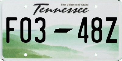 TN license plate F0348Z