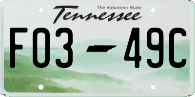 TN license plate F0349C