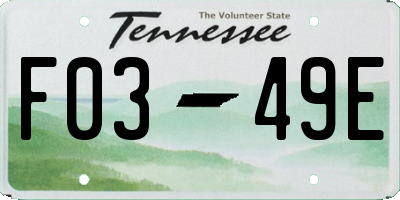 TN license plate F0349E