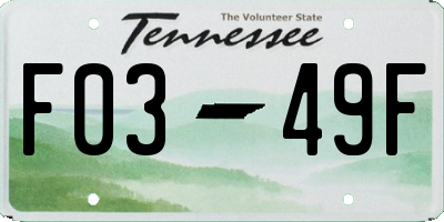 TN license plate F0349F