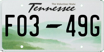TN license plate F0349G