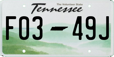 TN license plate F0349J