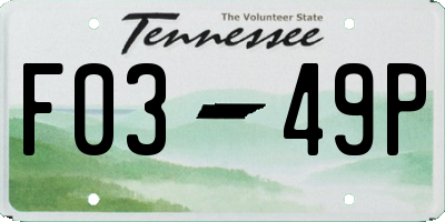 TN license plate F0349P