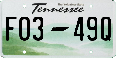 TN license plate F0349Q
