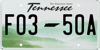 TN license plate F0350A