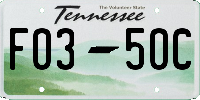 TN license plate F0350C