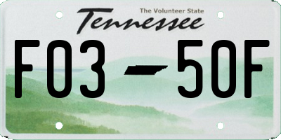 TN license plate F0350F