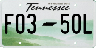 TN license plate F0350L