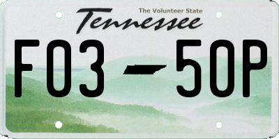 TN license plate F0350P