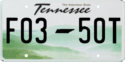 TN license plate F0350T