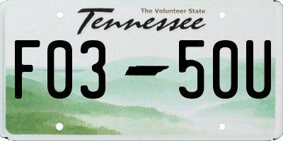 TN license plate F0350U