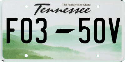 TN license plate F0350V