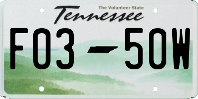 TN license plate F0350W