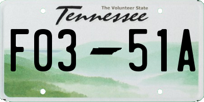 TN license plate F0351A