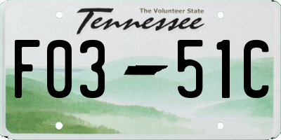 TN license plate F0351C