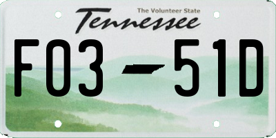 TN license plate F0351D