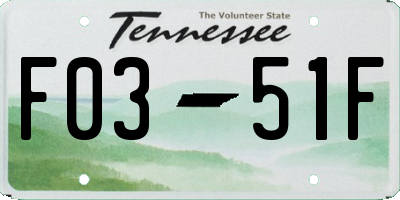 TN license plate F0351F
