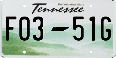 TN license plate F0351G