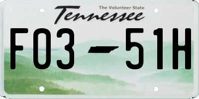 TN license plate F0351H
