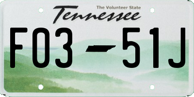 TN license plate F0351J