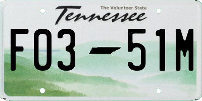 TN license plate F0351M