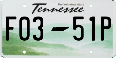 TN license plate F0351P