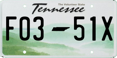 TN license plate F0351X