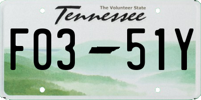 TN license plate F0351Y