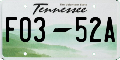 TN license plate F0352A