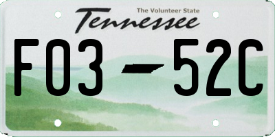 TN license plate F0352C