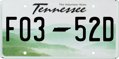 TN license plate F0352D