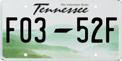 TN license plate F0352F