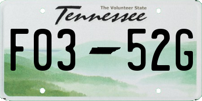 TN license plate F0352G
