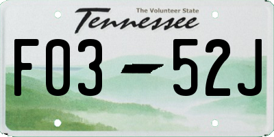 TN license plate F0352J