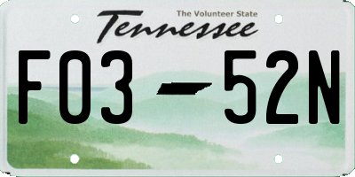 TN license plate F0352N
