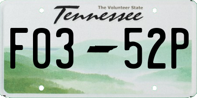 TN license plate F0352P