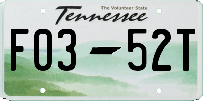 TN license plate F0352T