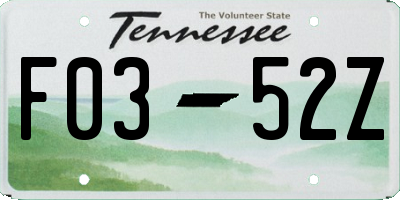 TN license plate F0352Z