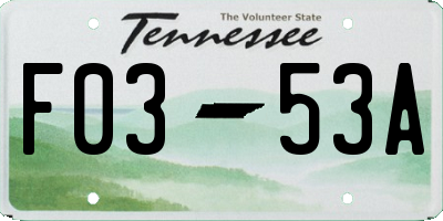 TN license plate F0353A