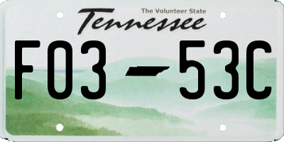TN license plate F0353C