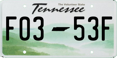 TN license plate F0353F