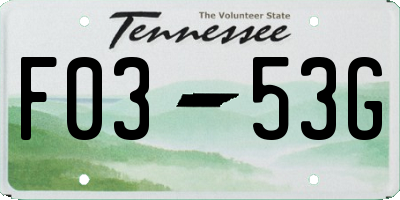 TN license plate F0353G