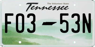 TN license plate F0353N