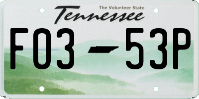 TN license plate F0353P